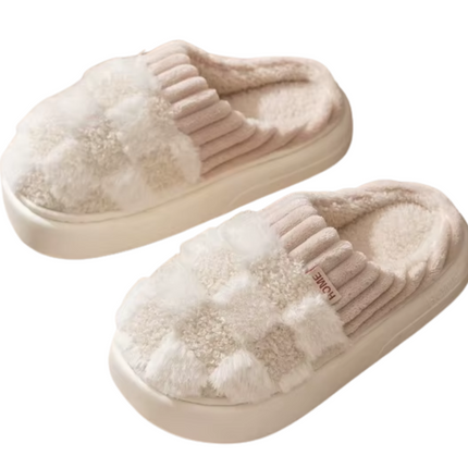 Plush Check Slippers