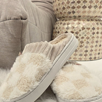 Plush Check Slippers