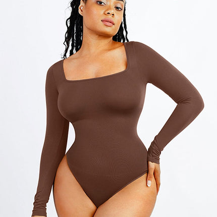 Square Neck Sleeved Bodysuit