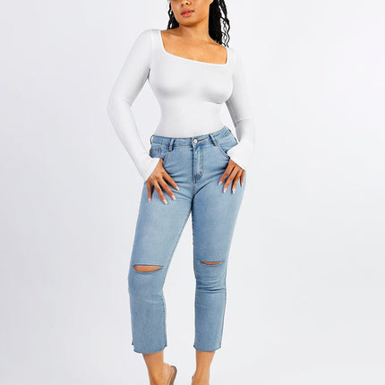 Square Neck Sleeved Bodysuit